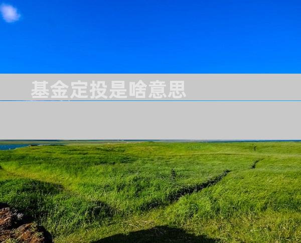 基金定投是啥意思