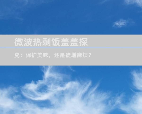 微波热剩饭盖盖探究：保护美味，还是徒增麻烦？